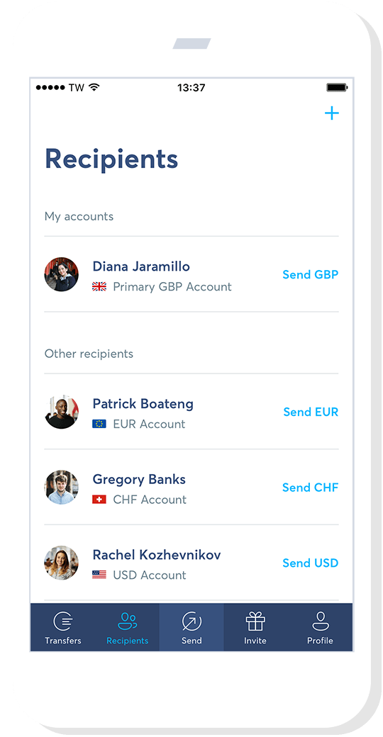 TransferWise mobile app