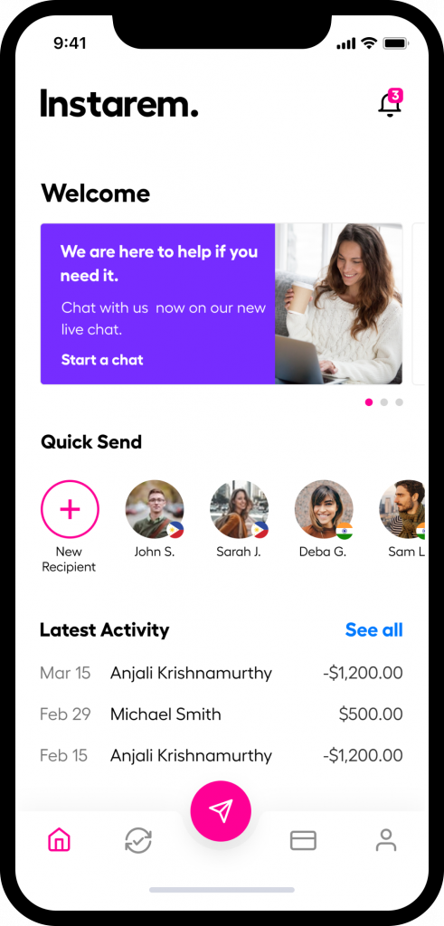 Instarem app - send money